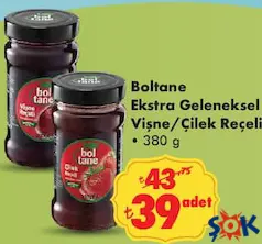 BOLTANE EKSTRA GELENEKSEL VİŞNE/ÇİLEK REÇELİ 380 G